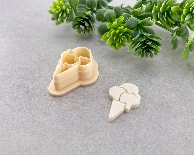 3 Scoops of Ice Cream Cone Summer Clay Cutter - BabylonCutters