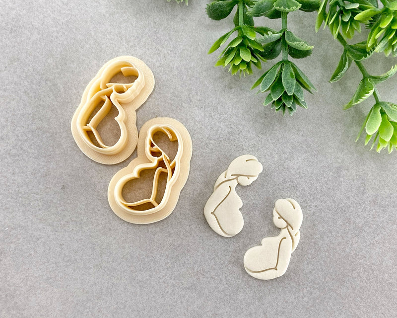 Pregnant Woman Mother's Day Clay Cutter Set of 2 - BabylonCutters