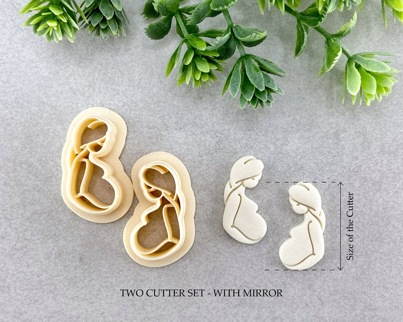 Pregnant Woman Mother's Day Clay Cutter Set of 2 - BabylonCutters