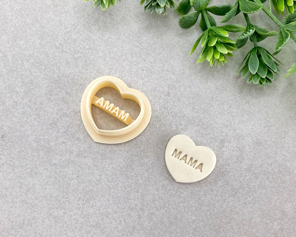 Mama Candy Hearts Mother's Day Clay Cutter - BabylonCutters