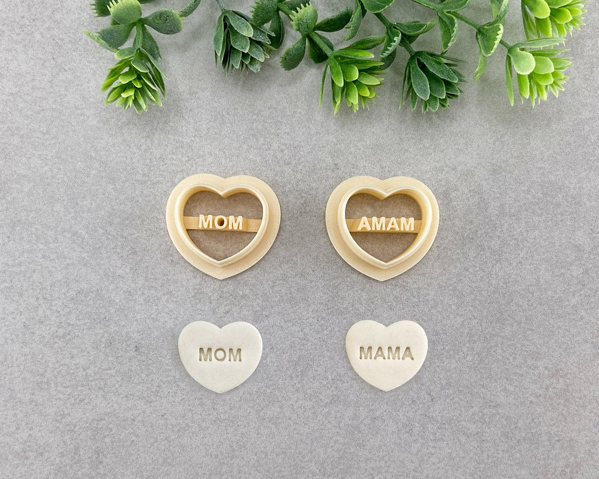 Mama & Mom Candy Hearts Mother's Day Clay Cutter Set of 2 - BabylonCutters