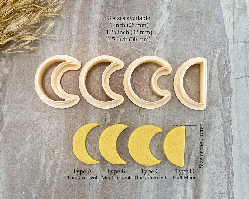 Moon Phases Crescent & Half Moon Clay Cutter - BabylonCutters